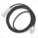 Plug-in Pendant with switch on socket | RD74 Natural & Charcoal Linen Chevron