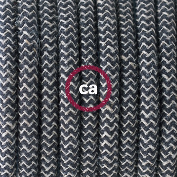 Plug-in Pendant with switch on socket | RD74 Natural & Charcoal Linen Chevron