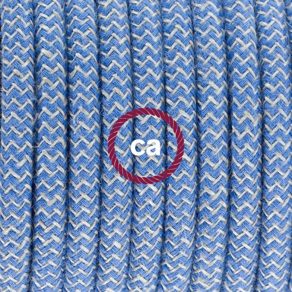 Plug-in Pendant with switch on socket | RD75 Natural & Blue Linen Chevron