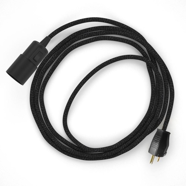 Plug-in Pendant with switch on socket | RL04 Black Glitter