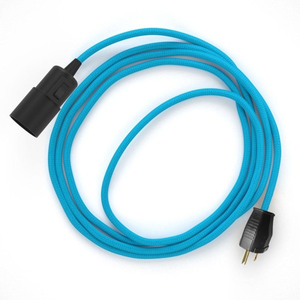 Plug-in Pendant with switch on socket | RM11 Light Blue Rayon