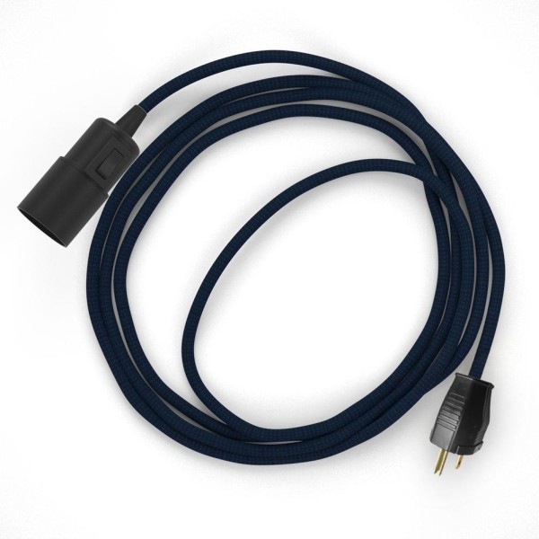 Plug-in Pendant with switch on socket | RM20 Dark Blue Rayon