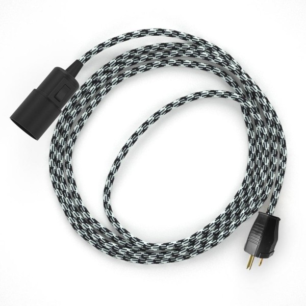 Plug-in Pendant with switch on socket | RP04 Black & White Houndstooth