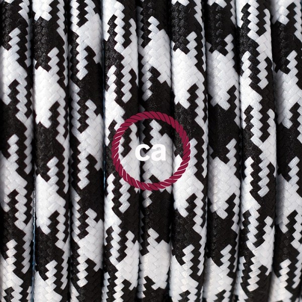Plug-in Pendant with switch on socket | RP04 Black & White Houndstooth