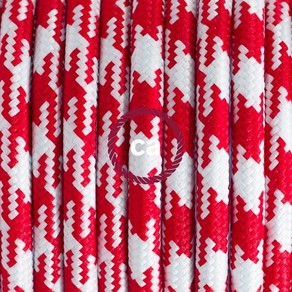 Plug-in Pendant with switch on socket | RP09 Red & White Houndstooth