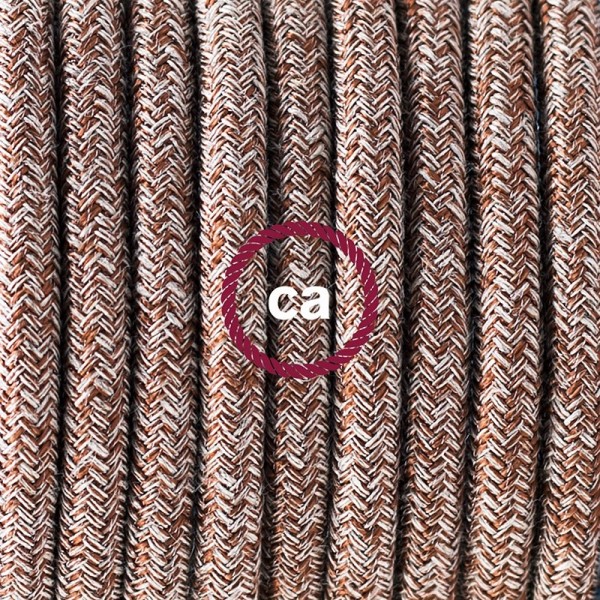 Plug-in Pendant with switch on socket | RS82 Brown Glitter Cotton & Natural Linen Tweed