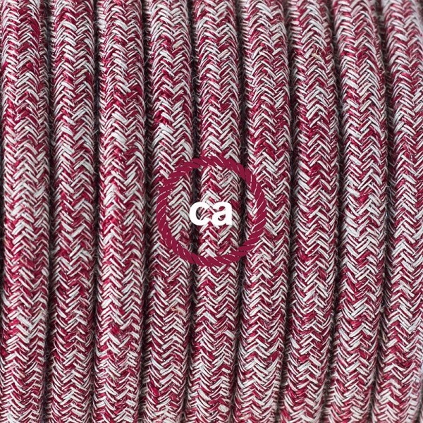 Plug-in Pendant with switch on socket | RS83 Red Glitter Cotton & Natural Linen Tweed