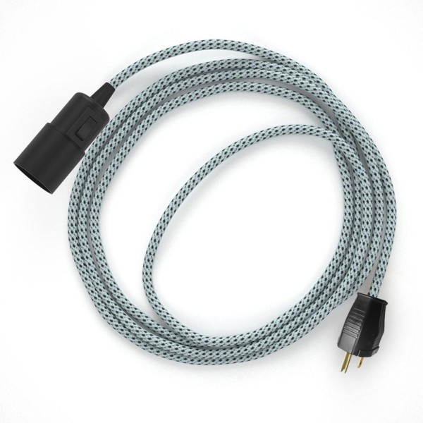 Plug-in Pendant with switch on socket | RT14 White & Black Tracer