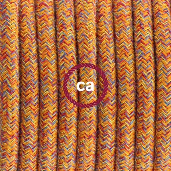 Plug-in Pendant with switch on socket | RX07 Orange Cotton Tweed