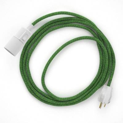 Plug-in Pendant with switch on socket | RX08 Green Cotton Tweed
