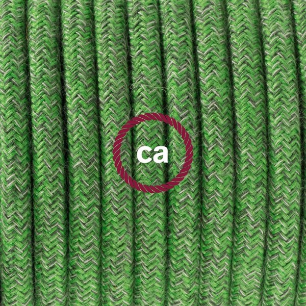 Plug-in Pendant with switch on socket | RX08 Green Cotton Tweed