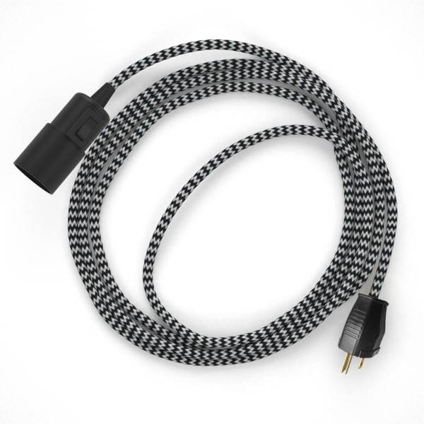 Plug-in Pendant with switch on socket | RZ04 Black & White Chevron