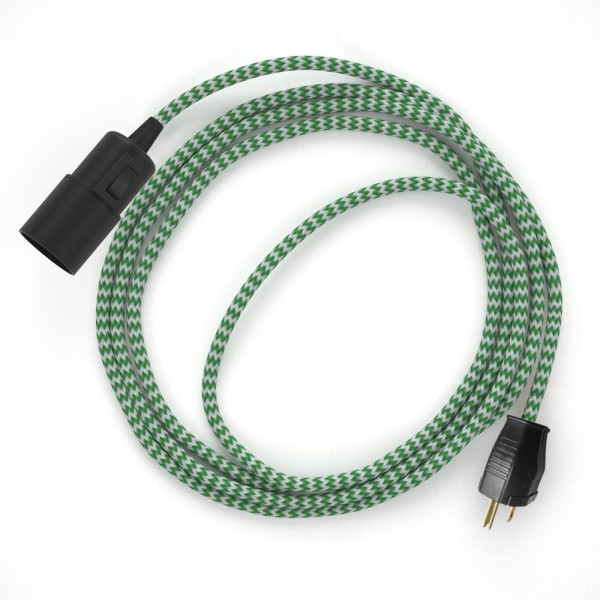 Plug-in Pendant with switch on socket | RZ06 Green & White Chevron