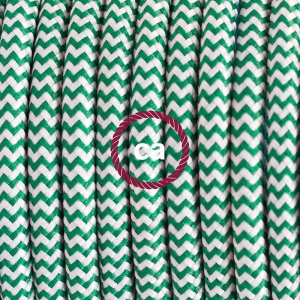 Plug-in Pendant with switch on socket | RZ06 Green & White Chevron