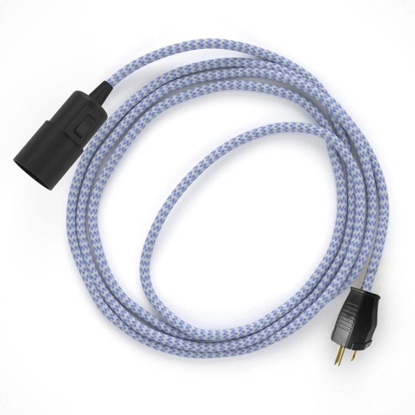 Plug-in Pendant with switch on socket | RZ07 Lilac & White Chevron
