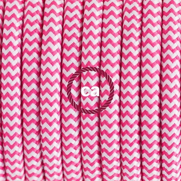 Plug-in Pendant with switch on socket | RZ08 Fuchsia & White Chevron