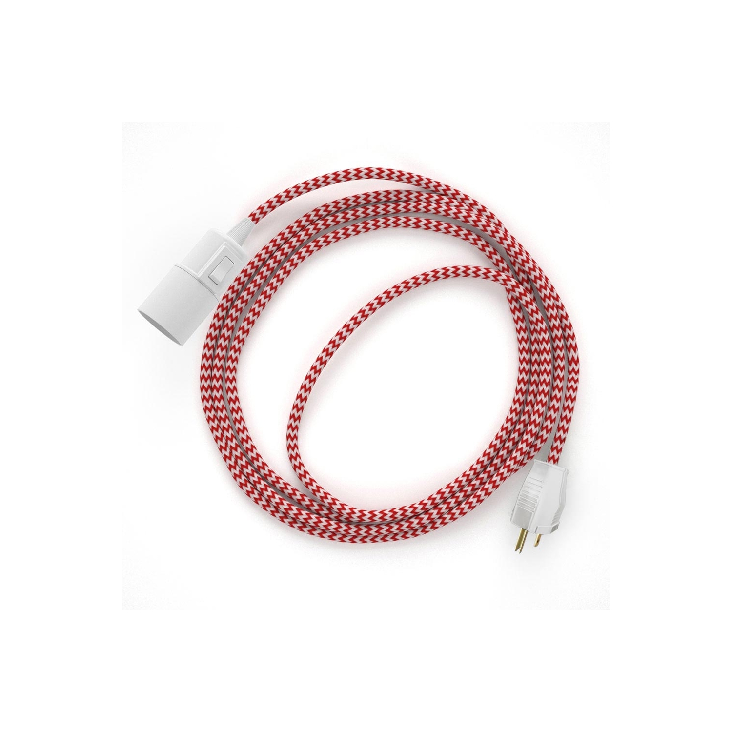 Plug-in Pendant with switch on socket | RZ09 Red & White Chevron