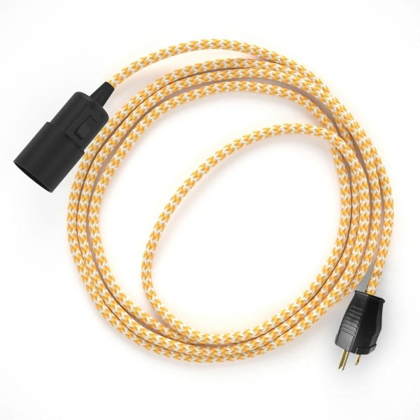 Plug-in Pendant with switch on socket | RZ10 Yellow & White Chevron