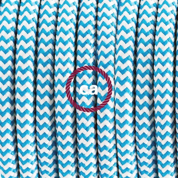 Plug-in Pendant with switch on socket | RZ11 Light Blue & White Chevron