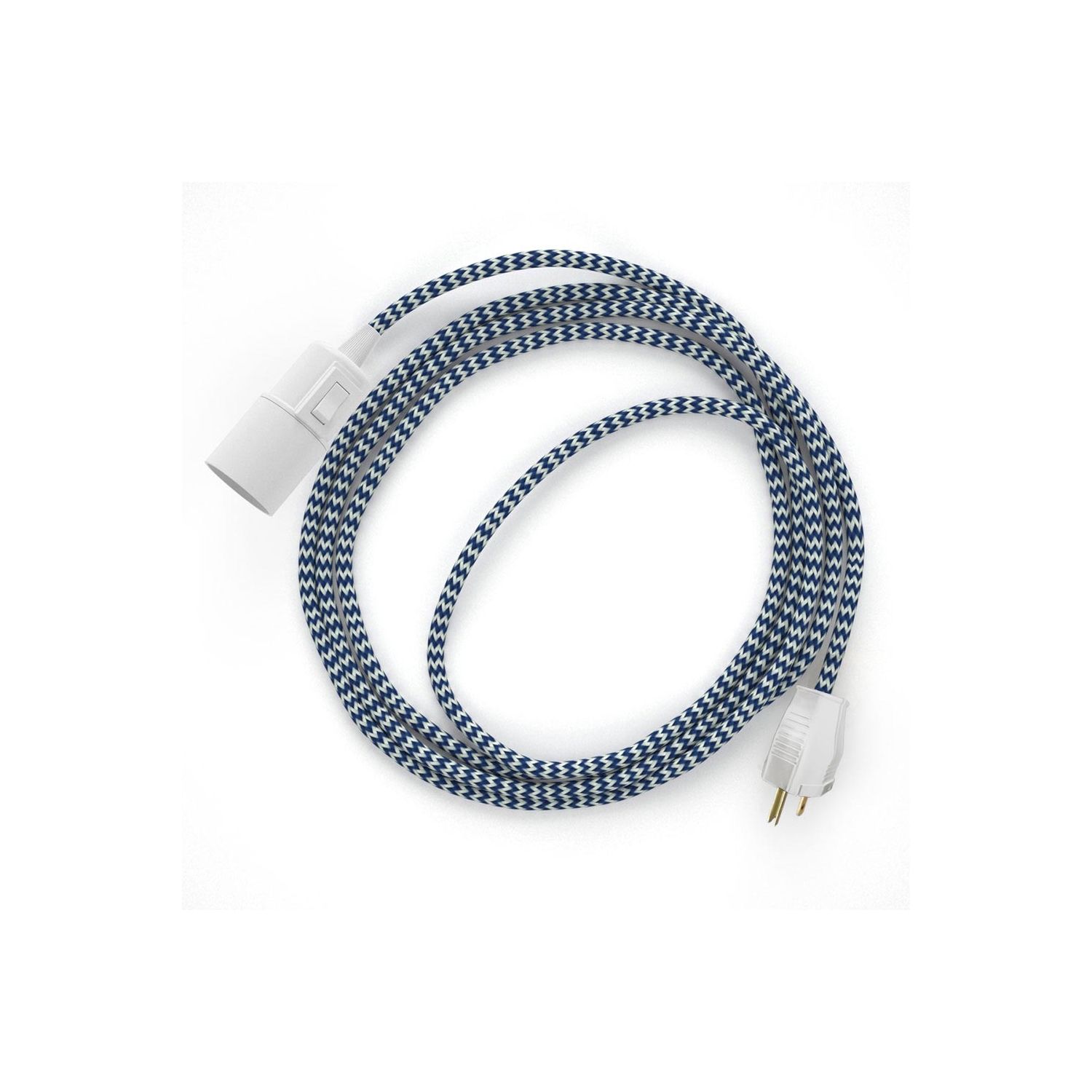 Plug-in Pendant with switch on socket | RZ12 Blue & White Chevron