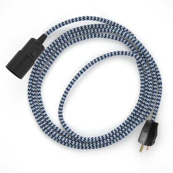 Plug-in Pendant with switch on socket | RZ12 Blue & White Chevron