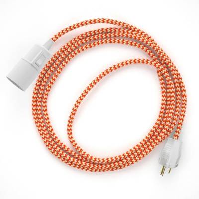 Plug-in Pendant with switch on socket | RZ15 Orange & White Chevron