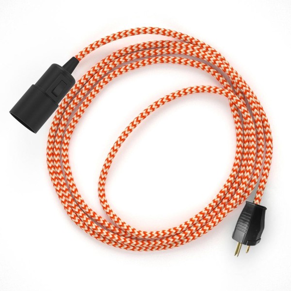 Plug-in Pendant with switch on socket | RZ15 Orange & White Chevron