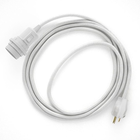 Plug-in Pendant for Lampshade with switch on socket | RCO1 White Cotton