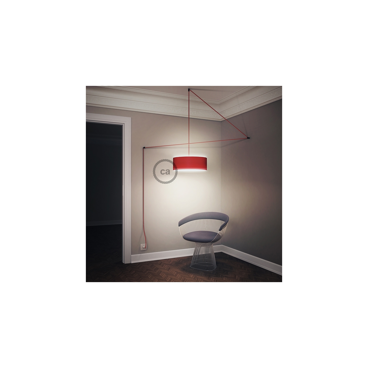 Plug-in Pendant for Lampshade with switch on socket | RCO1 White Cotton