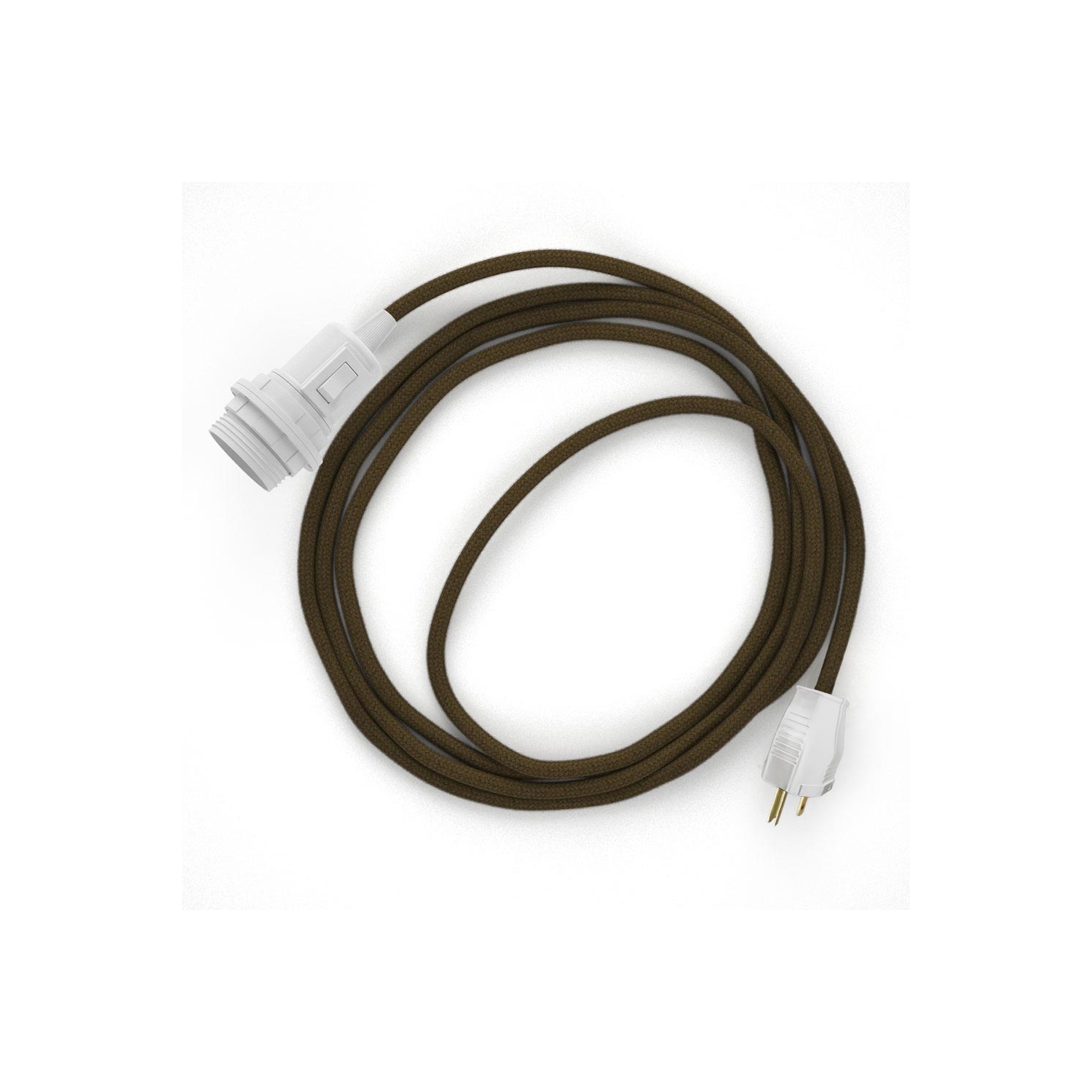 Plug-in Pendant for Lampshade with switch on socket | RC13 Brown Cotton