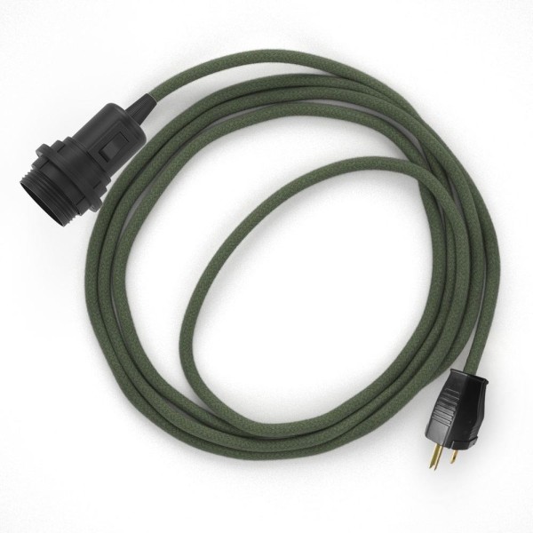 Plug-in Pendant for Lampshade with switch on socket | RC63 Gray Green Cotton