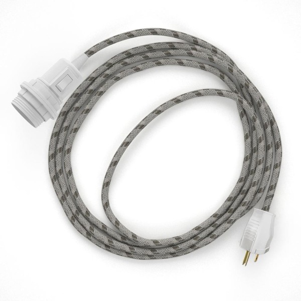 Plug-in Pendant for Lampshade with switch on socket | RD53 Natural & Brown Linen Stripe