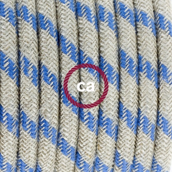Plug-in Pendant for Lampshade with switch on socket | RD55 Natural & Blue Linen Stripe