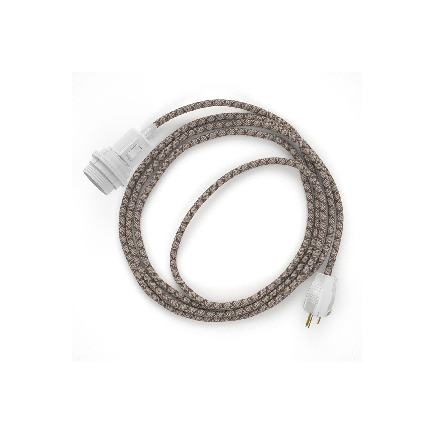 Plug-in Pendant for Lampshade with switch on socket | RD63 Natural & Brown Linen CrissCross