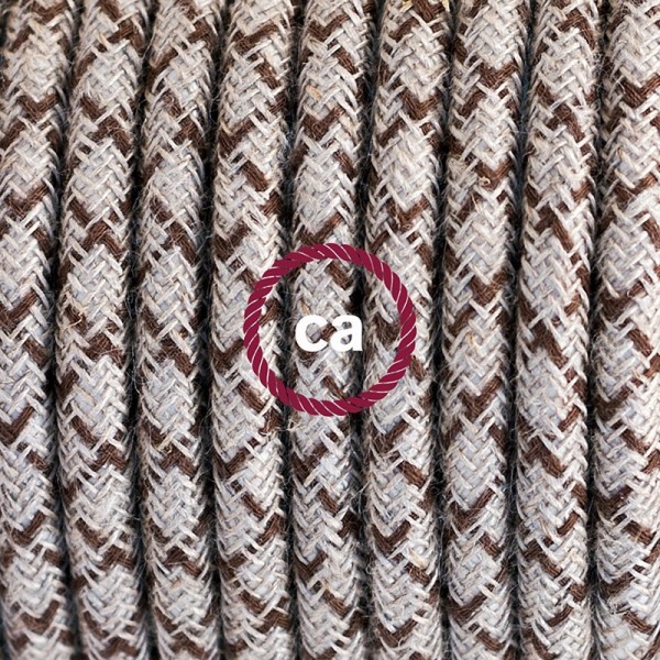 Plug-in Pendant for Lampshade with switch on socket | RD63 Natural & Brown Linen CrissCross