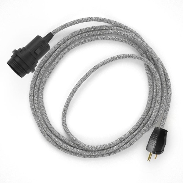Plug-in Pendant for Lampshade with switch on socket | RL02 Silver Glitter