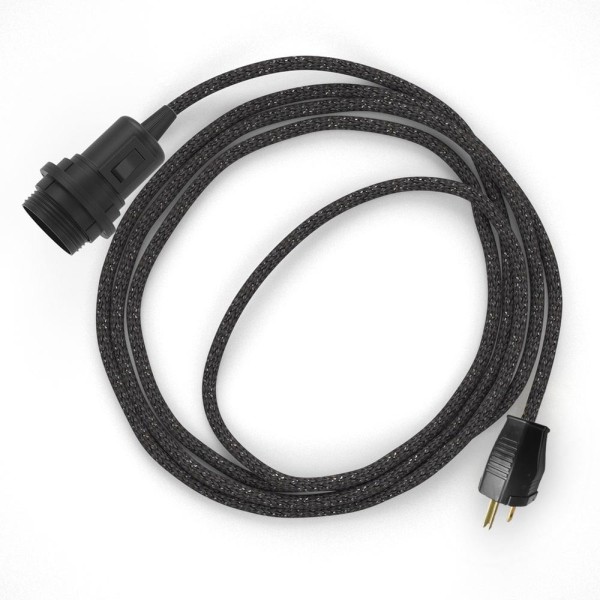 Plug-in Pendant for Lampshade with switch on socket | RL03 Gray Glitter