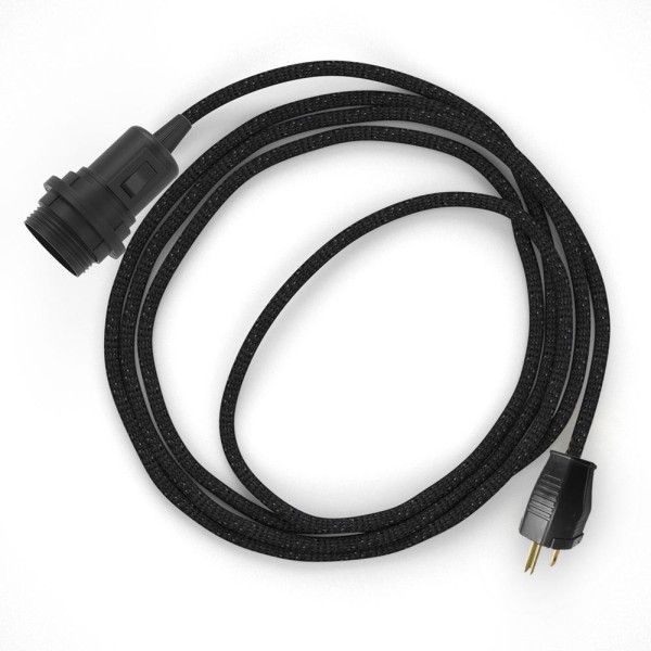 Plug-in Pendant for Lampshade with switch on socket | RL04 Black Glitter