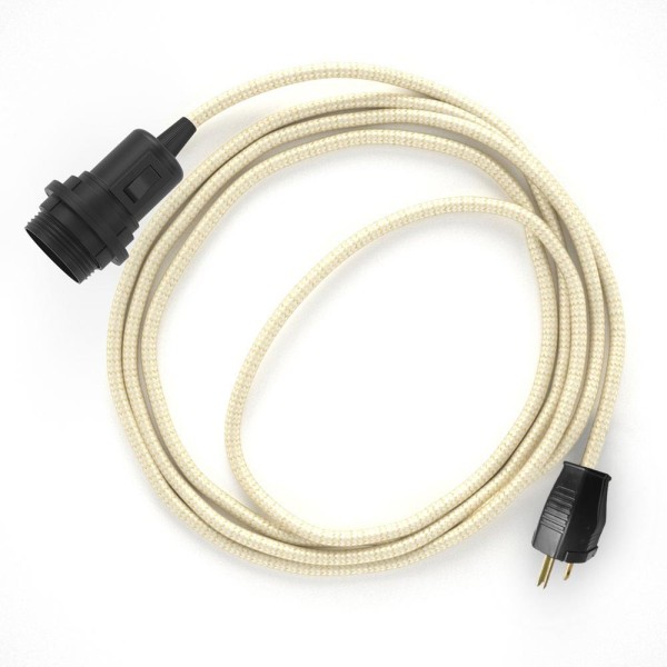 Plug-in Pendant for Lampshade with switch on socket | RM00 Ivory Rayon