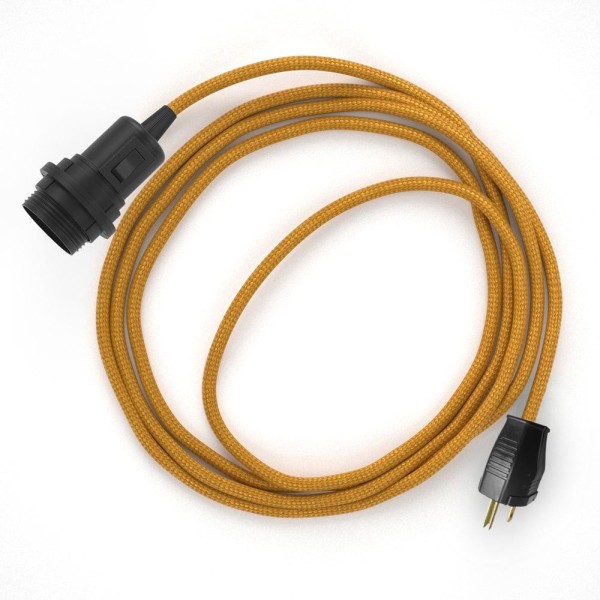 Plug-in Pendant for Lampshade with switch on socket | RM05 Gold Rayon
