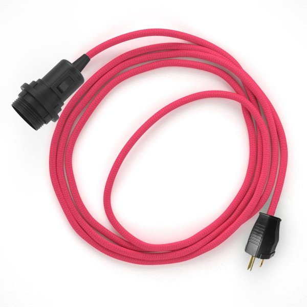 Plug-in Pendant for Lampshade with switch on socket | RM08 Fuchsia Rayon
