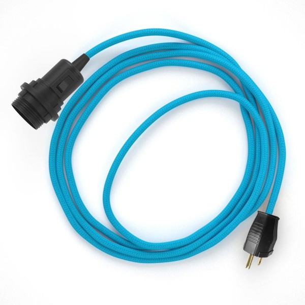 Plug-in Pendant for Lampshade with switch on socket | RM11 Light Blue Rayon