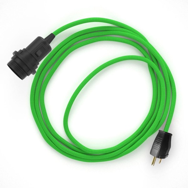 Plug-in Pendant for Lampshade with switch on socket | RM18 Lime Green Rayon