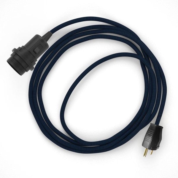 Plug-in Pendant for Lampshade with switch on socket | RM20 Dark Blue Rayon