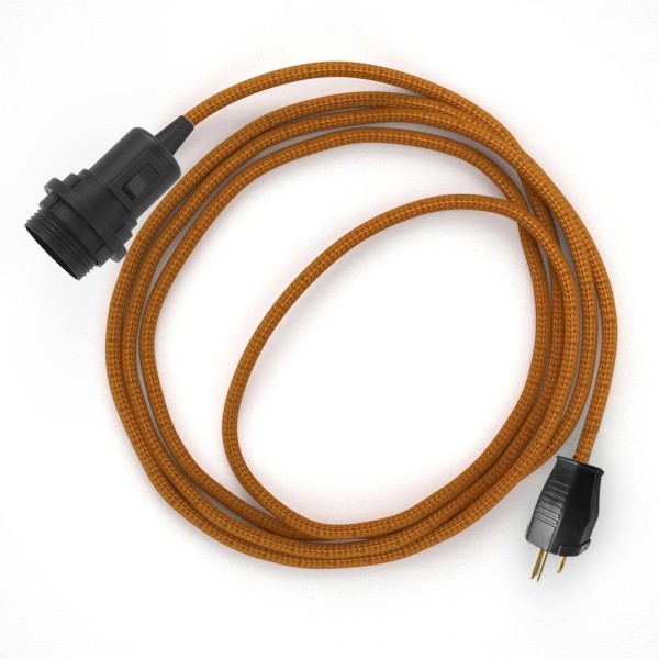 Plug-in Pendant for Lampshade with switch on socket | RM22 Copper Rayon