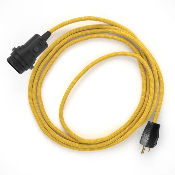 Plug-in Pendant for Lampshade with switch on socket | RM25 Mustard Rayon
