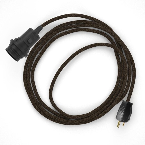 Plug-in Pendant for Lampshade with switch on socket | RN04 Brown Linen
