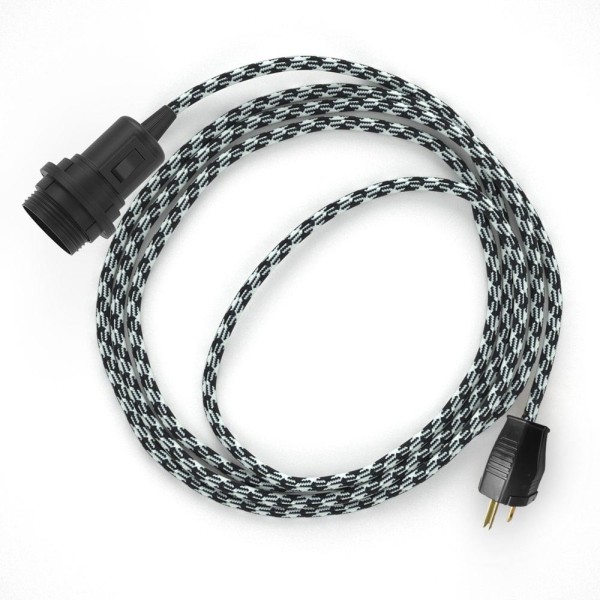 Plug-in Pendant for Lampshade with switch on socket | RP04 Black & White Houndstooth