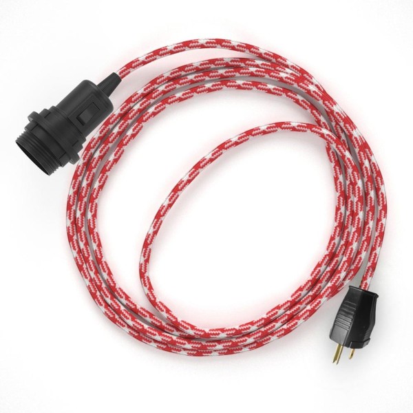 Plug-in Pendant for Lampshade with switch on socket | RP09 Red & White Houndstooth