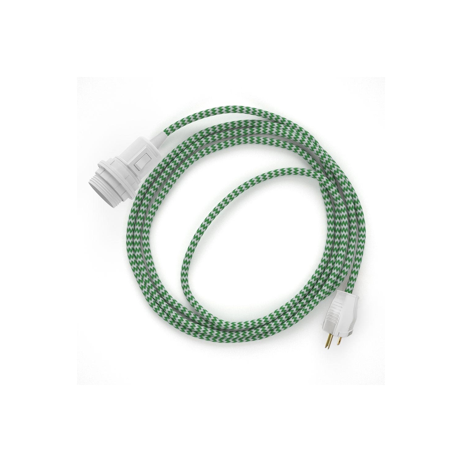 Plug-in Pendant for Lampshade with switch on socket | RZ06 Green & White Chevron